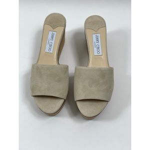Jimmy Choo Deedee 80 Suede Platform Wedge Sandal